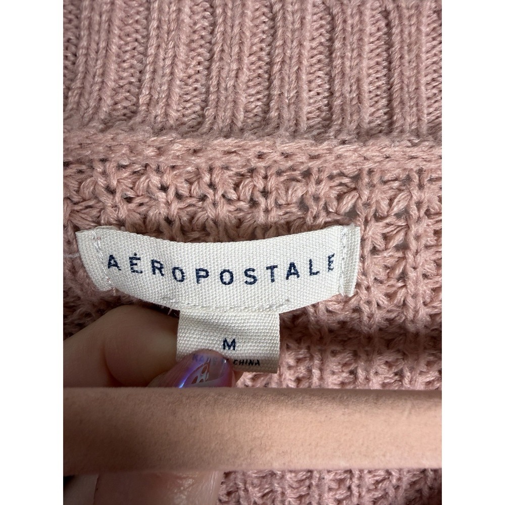 Aeropostale Chunky Knit V-Neck Slouchy Cropped Sweater Women's Size Medium - Picture 2 of 8